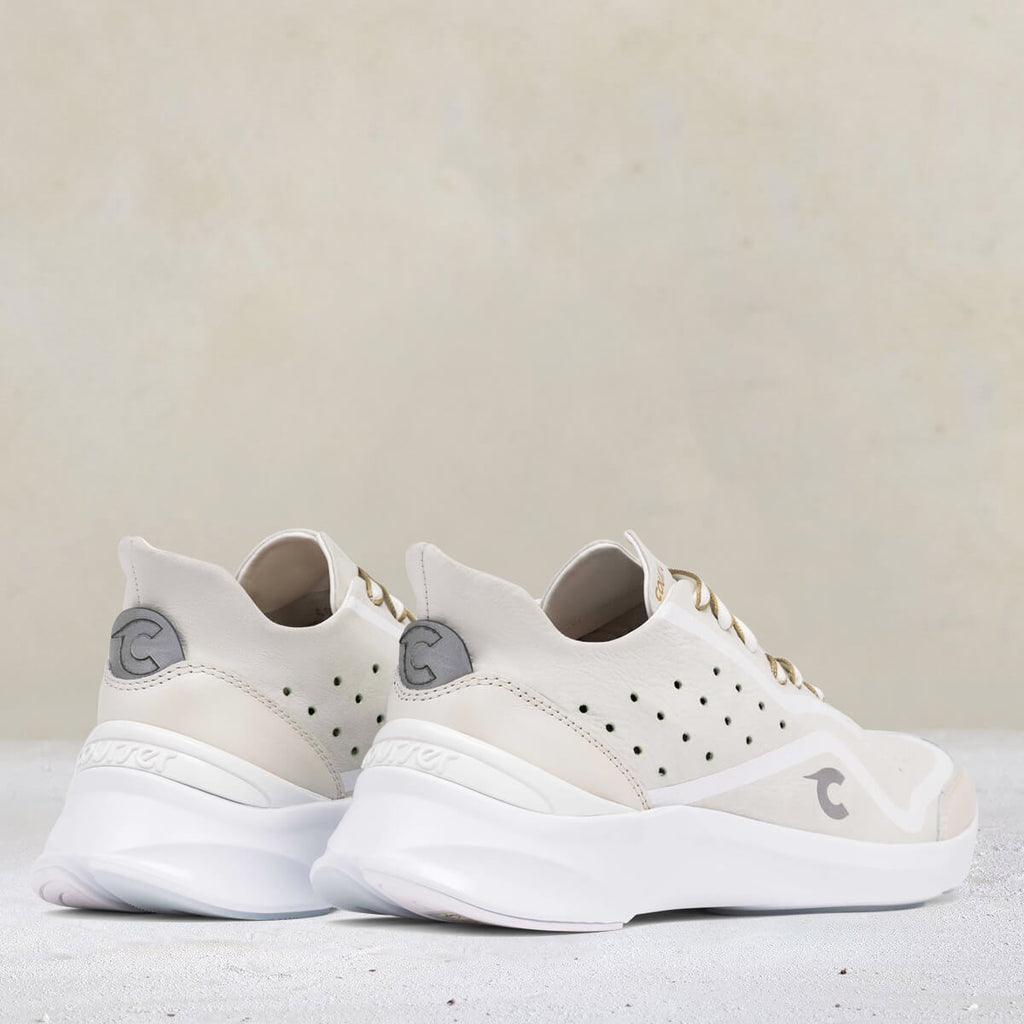 Heel view of Courser Uno Men's White Mono Italian-Made Luxury Sneakers