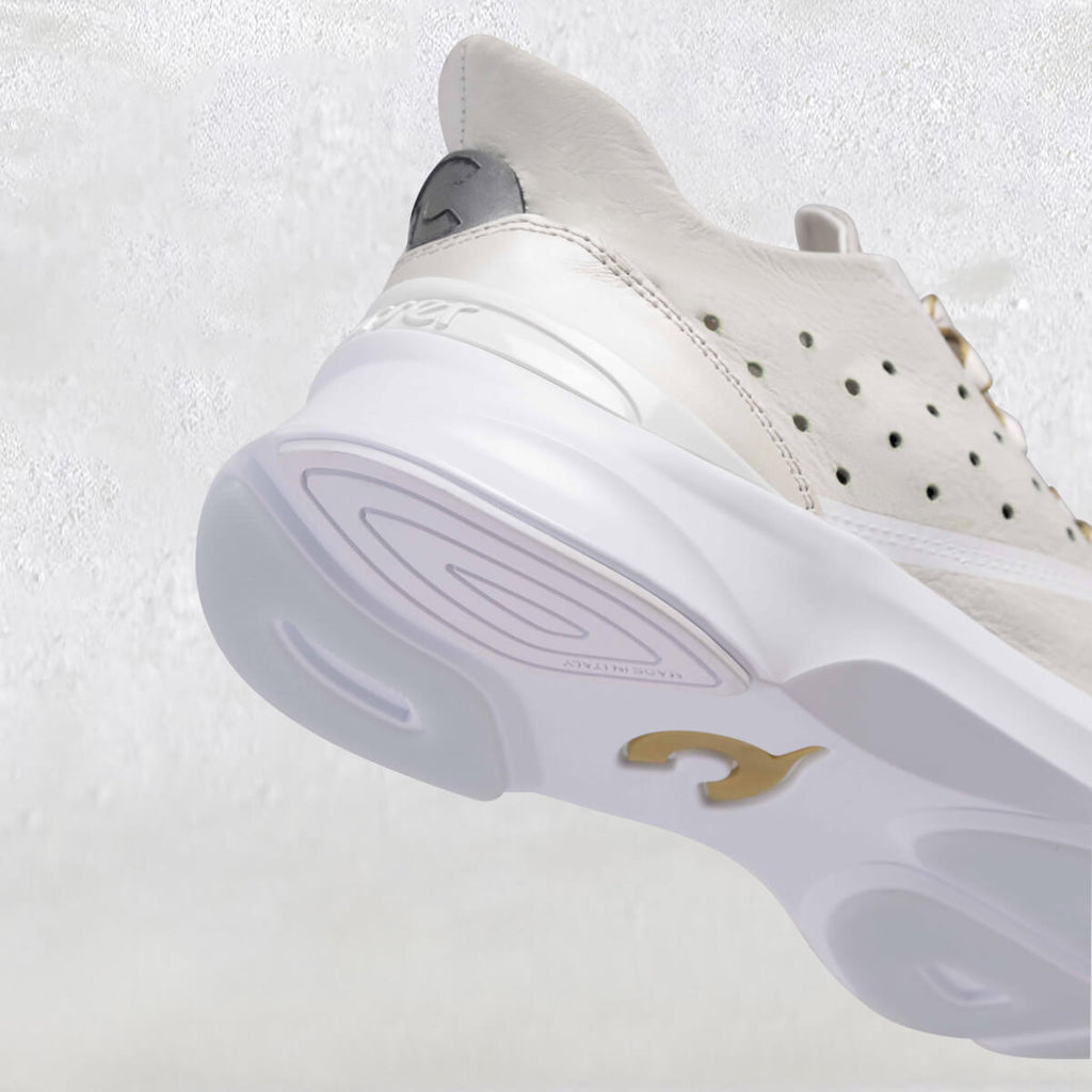Heel detail of Courser Uno Men's White Mono Italian-Made Luxury Sneakers