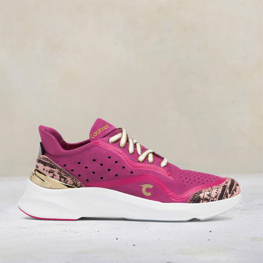 Side view of Courser Uno Women's Pink Luxe Italian-Made Luxury Sneakers