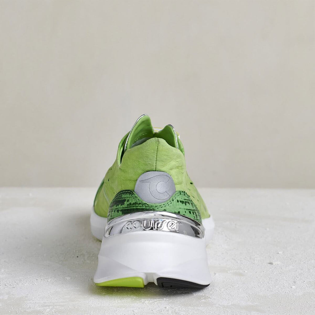 Back view of Courser Uno Men's Acid Green Luxe Italian-Made Luxury Sneaker