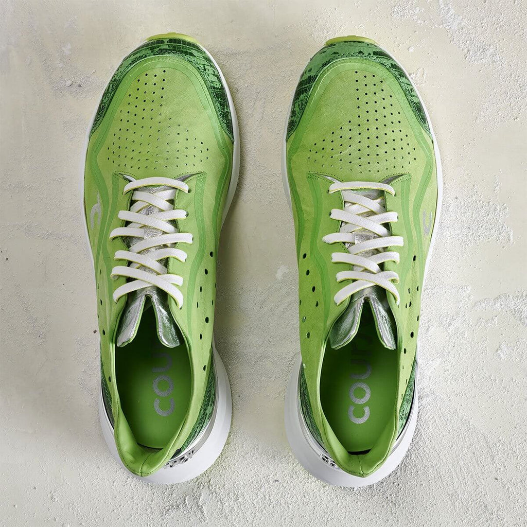 Top view of Courser Uno Men's Acid Green Luxe Italian-Made Luxury Sneaker