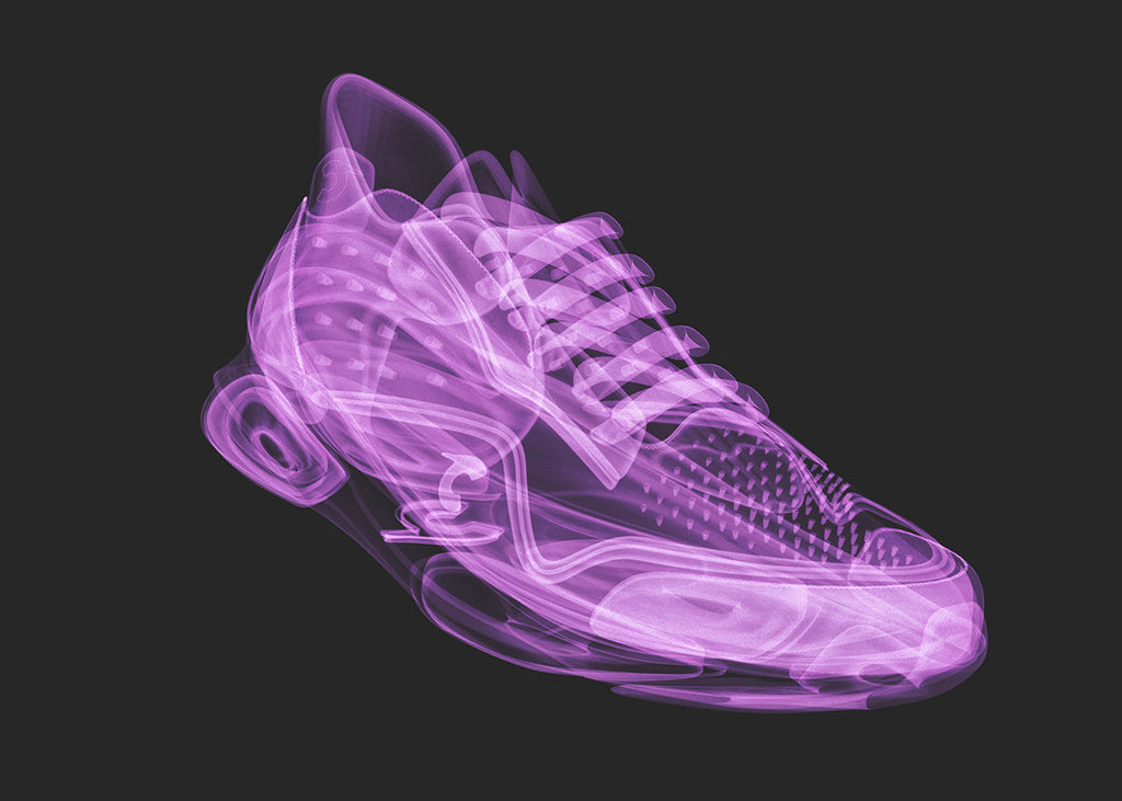 X-ray like image of a Courser luxury sneaker showing innovative design detail