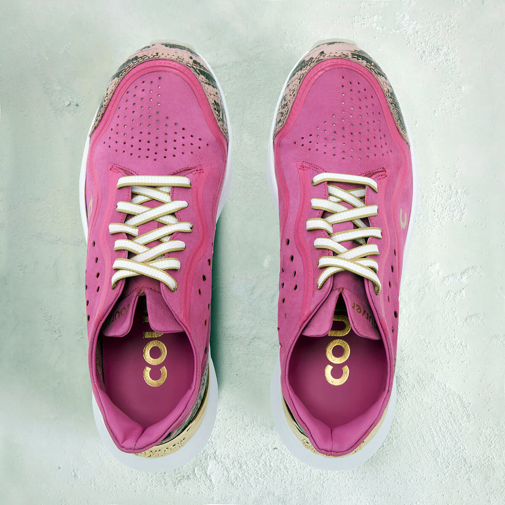 Courser Uno Women's Pink luxury sneaker top view